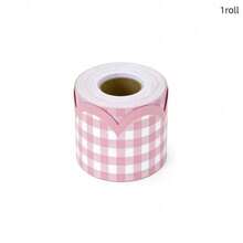 Pink And White Plaid Self-Adhesive Bulletin Board Border, Pink And White Plaid Pattern, Wavy Edge Design, Self-Adhesive Backing For Easy Application, Customizable Cutting, Suitable For Classroom School Bulletin Boards, Office, Home Wall Decor, Handmade DIY, Campus Atmosphere Decoration Strip - A - View 12