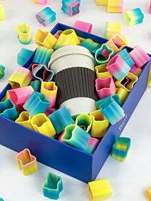 2/12/24/48pcs Rainbow Spring Coil Toys In Various Shapes, Gradient Stretchable Magic Spring Coils, Flexible Plastic Toys For Stress Relief, Desktop Decorations Favored By Parties,Party Gift Fillers - Multicolor - View 4