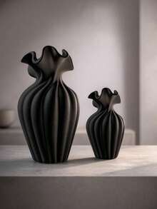 1pc Matte Black Sculptural Decorative Vase, Modern Flower Pot Suitable For Fresh Or Artificial Flowers, Living Room Tabletop Home Decor, Gift For Best Friend, Housewarming Gift - Multicolor - View 6