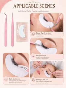 25pcs/17pcs/7pcs/3pcs/1pc Eyelash Extension Tool Set For Women, Anti-Static Non-Slip Handle Lash Tweezers Set, Eyelash Extension Pads, Individually Packaged Eye Patches, Eyelash Extension, Easy To Use, Eyelash Extension Patch Set, Eyelash Perm, Eyelash Dye, Suitable For Professional Salons And Personal Use Lower Eyelid Gel Pads, DIY Eyelash Extension Supplies - Multicolor - View 3