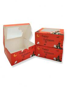 4/12pcs Christmas Theme Window Paper Dessert Boxes, Foldable Baking Packaging Boxes, Suitable For Halloween Cookies, Macarons, Tarts, Holiday Party Gift Empty Boxes - View 8