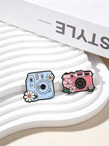 Cute Floral Camera Enamel Pin Vintage Instant Camera Brooch For Backpack Clothing Decor - Multicolor - View 5