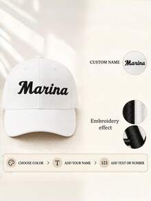 Custom Embroidered Baseball Cap, Personalized Name Duck Bill Hat, Sun Hat Street Sports Casual Hat, Unisex, Suitable For Birthday, Party, Holiday Gifts For Family And Friends, Private Name Customization - Green - View 3