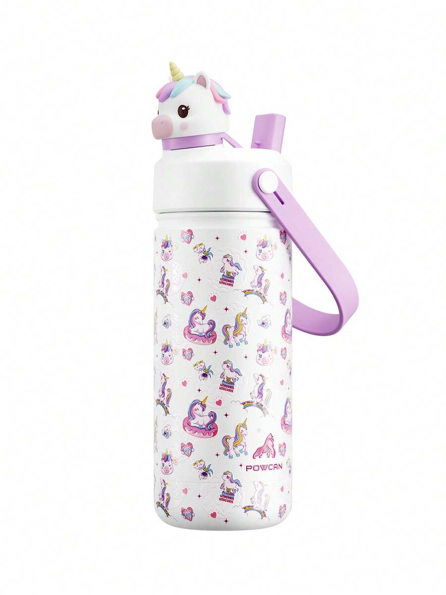 Powcan 18oz Stainless Steel Insulated Tumbler: 2-In-1 Straw Lid, Leak-Proof, Easy To Clean, Perfect For School, Travel, Play, And Gifting - White Unicorn - View 1