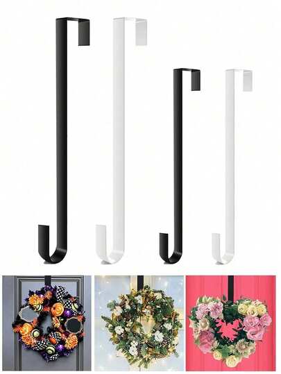 1pc Metal Long Hook Wreath Hanger, Door Back Wreath Hook, Suitable For Home Decor, Dorm Room Door Hook, Convenient And Simple, Indoor And Outdoor Decoration, Home Storage, Home Decor, Room Decor, Living Room Decor, Christmas Decor Hook