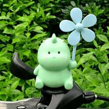 Small Dinosaur Windmill Hanging Ornament, PVC Material (Silicone Strap/No-Trace Sticker) 2 Options, Suitable For Bicycle, Electric Bike, Motorcycle, Car Interior Decoration - Little Dinosaur Pinwheel - View 6
