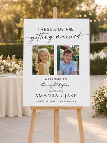 Wedding Eve Welcome Sign, Wedding Rehearsal Dinner Sign, "These Kids Are Getting Married" Sign, Personalized Wedding Rehearsal Welcome Sign, DIY Wedding Sign Template, Wedding Weekend Party Decor, Rehearsal Dinner Decor, Engagement Party, Pre-Wedding Party And Wedding Reception Welcome Decor, Groom And Bride Fun Country Style Wedding Sign, Frame/Frame Not Included. - Multicolor - View 8