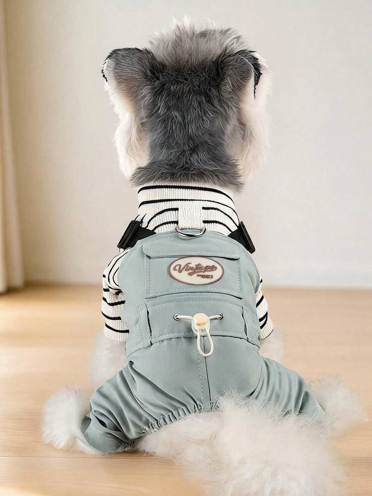 1pc Pet Clothes Dog Four-Legged Overalls Small Dog Apparel Clothing Four-Legged Overalls - Bean Green - Multicolor - View 1