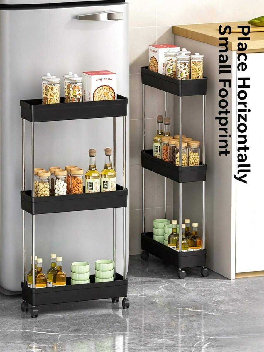 1 chiếc xe đẩy lưu trữ 3/4 tầng hẹp, kệ lưu trữ di động phòng tắm, kệ lưu trữ đa năng, kệ lưu trữ khe hở phòng tắm, phụ kiện phòng tắm