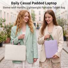 11-15.4 Inch Laptop Sleeve, Compatible With Air 13.3/Air15.3 10th Gen 11th Gen 10.9 7th Gen 8th Gen 9th Gen, Quilted Protective Case With Handle - View 2