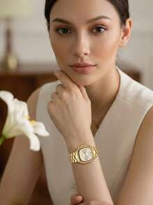 1pc Luxury Women's Quartz Watch, Bezel Decorated With Premium Rhinestones, Stainless Steel Band, Suitable For Daily Commute, Travel And Everyday Wear - one-size - View 15