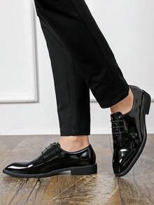 Men's Formal Thick Sole Height Increasing Lace-Up Derby Shoes Red Bottom British Style Wedding Bride Business Casual Commute Men's Shoes - Black - View 10