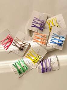 3/21pcs Candy Color Matte Hair Clips, Korean Style Minimalist Small Hair Clips, X-Shaped Hair Clips - Multicolor - View 7