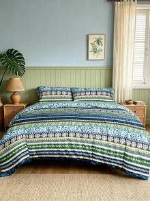 Blissful 3pcs=1pc (With 4-Corner Straps, With Zipper, Without Inner Core) + 2pcs (Matching Pattern Pocket Pillows, Without Inner Core) 100% Polyester Fiber Home Bedding Set, Bohemian Style Pattern, Skin-Friendly And Soft Fabric, Removable And Machine Washable, Full Size, Suitable For Multiple Occasions: Bedroom, Guest Room, Dorm, Travel - Multicolor - View 6
