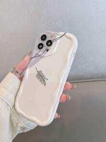 1pc TPU Leaf Color Block Camera Protection Anti-Drop Phone Case, Minimalist Cute Style, Compatible With IPhone 11/12/13/13 Pro Max/14 Pro Max/15/15 Pro/15 Plus/15 Pro Max/16 Pro Max/17/17 Pro/17 Pro Max/18/18 Pro/18 Pro Max And Series - Multicolor - View 4
