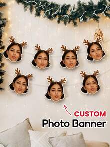1/7/14/21pcs Customizable Portrait Banner, Birthday Theme Face Hanging Flag, Handmade Cutout Portrait Decoration, Suitable For Bedroom Decor, Party Decor, Background Arrangement, Suitable For Family, Couples, Friends, Colleagues, Suitable For Birthday, Party, Christmas, Halloween - Multicolor - View 2