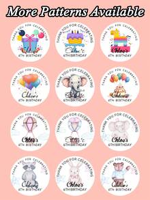 Customized Birthday Stickers, Waterproof PVC Round, Cartoon, Candy Bag Sealing, Cake Decorative, Invitation Card, Teacher Reward, Name, Removable, School Water Bottle, Back-To-School, Holographic, Gift School Supplies - Multicolor - View 2