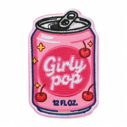 1pc Cute Pink Soda Can Embroidered Patch, Fashion Patch Suitable For Clothes, Hats, Shoes, Bags Decoration