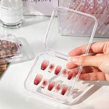 5pcs/10pcs/16pcs Creative Nail Art Storage Box, Transparent Acrylic Dust-Proof Packaging, Suitable For Finished Nail Art Styles, Dedicated Nail Art Sticker Storage Display Box, Transparent Jewelry Storage Box, Small Card Storage Box - Transparent - View 3