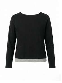 Women's 2-In-1 Patchwork Casual Versatile Long Sleeve T-Shirt, Daily Wear, Black - Black - View 3