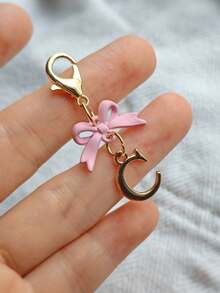 1PC New Elegant Pink Bow Key Chain, Cute English Letter Bow Keychain, Suitable For Women's Daily Use, Gift For Mom, Women's Bag DIY Backpack Pendant Charm Accessory, Wedding And Birthday Gift - Multicolor - View 25
