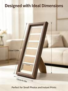 1pc Vintage Solid Wood Grain Picture Frame, Vertical Multi-Grid Photo Display, Easy-Open Back Panel, Classic Home Decor Artwork, Wall-Mountable, Spring Wall Decoration Essential, Easter Photo Wall Accent, Mother's Day Gift, Country Style, Bohemian Wall Upgrade - Picture Frame - View 2