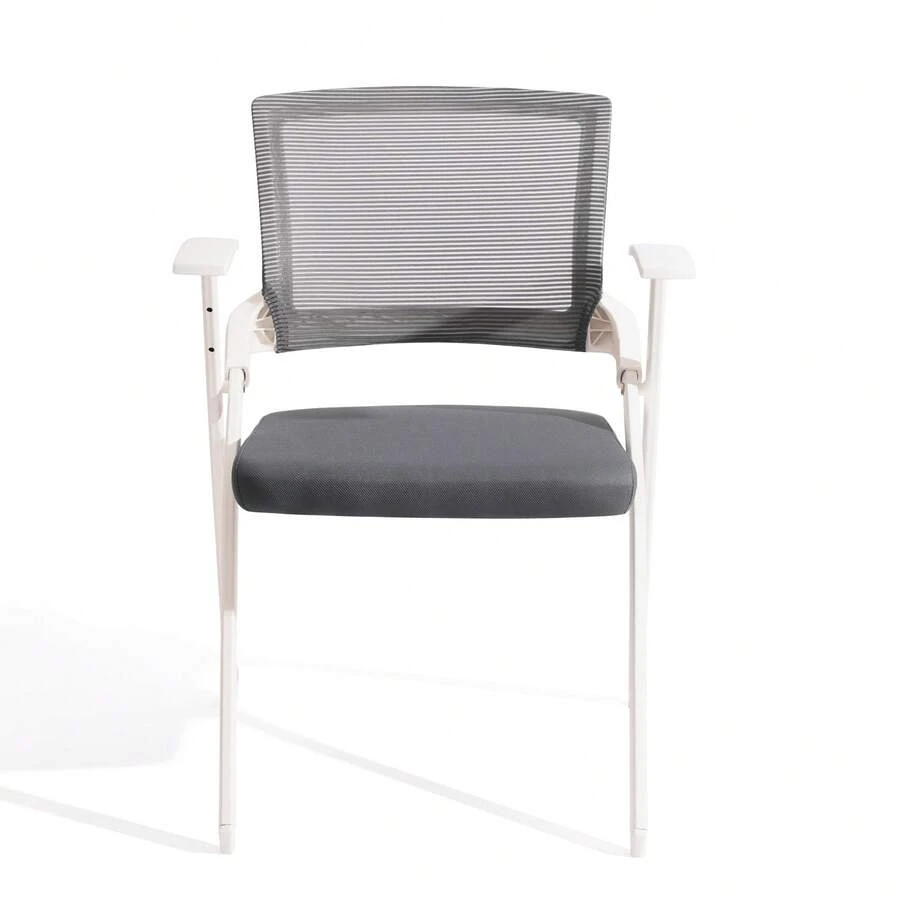 Modern Conference Chair With Mesh Backrest, Folding Office Seating - Dark Gray - No Tabletop - View 1