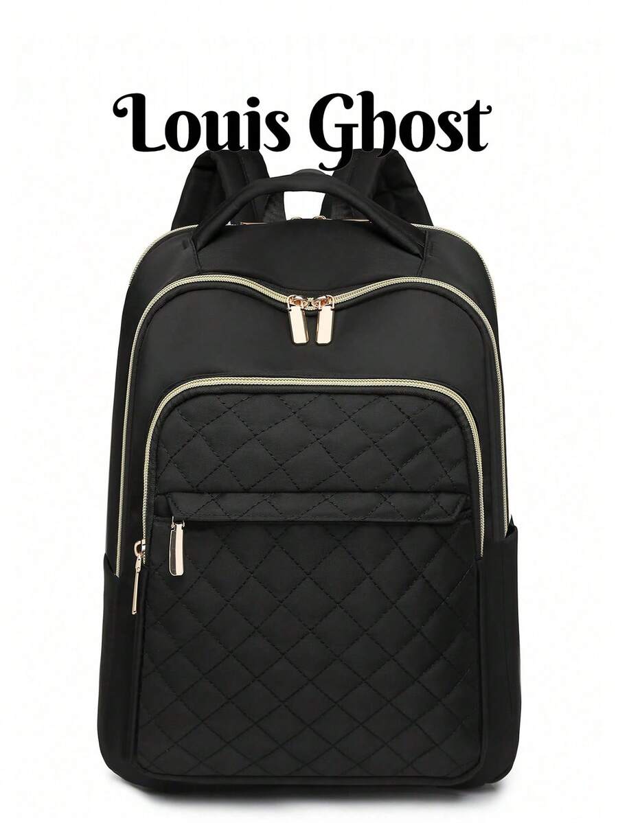 Women's Nylon Quilted Solid Color Backpack, Large Capacity Versatile Casual Backpack For Students, Travel And Work, Back To School