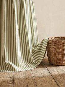 1/2pcs Green Striped Farmhouse Ruffle Sink Skirt Decor Cabinet Curtain Bathroom Kitchen Sink Skirt Brown Striped Pleated Short Curtain Home Classroom Country Style Table Privacy Curtain Laundry Room - Green - View 5