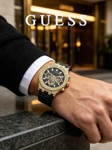 GUESS Horizon Series Men's Quartz Chronograph Watch, Round Black Dial With Roman Numerals, Suitable For Business, Commuting And Daily Wear - WATCH - View 9