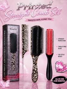 CTZIHGAO 1/2/3pcs Unisex Classic Styling Comb Set, Suitable For Dry And Wet Curly Hair, 9-Row Comb Teeth With Edge, Suitable For Natural Thick Hair, Blow Dry, Parting, Styling, Detangling, Creative Gift Detachable Hair Brush 9-Row Nylon Comb, Can Comb Through Tangled Hair, Massage Scalp, Unisex - Multicolor - View 9