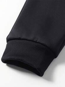1pc Men's Outdoor Sports Cargo Style Style Cargo Pants With Flap Pockets, Elastic Drawstring, Straight Leg Fit, Casual Streetwear For Camping And Daily Wear - Black - View 3