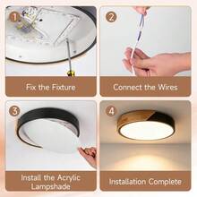 1pc Modern Minimalist LED Ceiling Light Fixture, Remote Control Semi-Recessed Metal Ceiling Light, Polypropylene Translucent Lampshade, 220V Hardwired Power Supply, No Battery Required, Living Room Bedroom Dining Room Study Indoor Home Ceiling Decorative Lighting - Ceiling Light With Wooden Frame - View 6