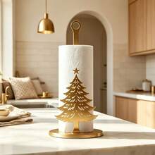 1pc Christmas Tree Hollow Iron Art Kitchen Paper Towel Holder,Desktop Christmas Decoration, Suitable For Home Kitchen Countertop Storage, Sturdy And Elegant, Universal Golden/Black Model - Multicolor - View 6