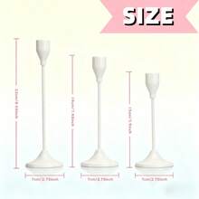 White Minimalist Metal Candle Holder 3 Pieces Set, Modern Luxury Dining Table Decor - Simple - View 2
