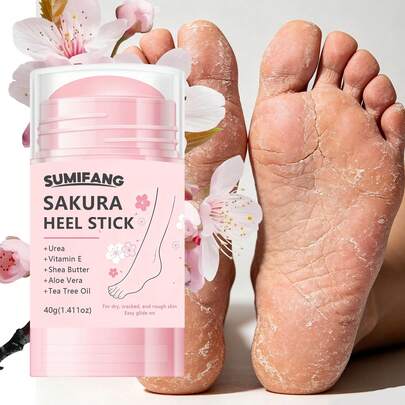 SUMIFANG Stik Perawatan Kaki Pelembap Rasa Ceri, Mengandung Urea, Vitamin E, Shea Butter, Lidah Buaya dan Minyak Pohon Teh, Berbagai Bahan Bergizi, Stik Perbaikan Tumit Kering, Urea Melembutkan Keratin dan Mengelupas, 40g