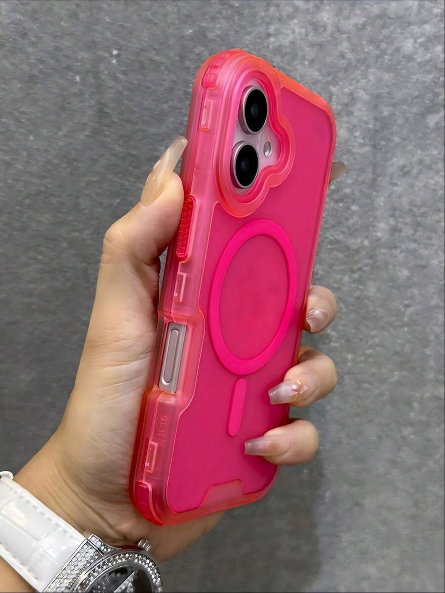 1款可愛透明漸層磁吸無線充電手機殼,適用 18 Pro Max 18 Pro 17 Air 16 15 14 13 12 11 Pro Max Plus,軟矽膠背蓋,糖果色 - 玫紅色 - 查看 1