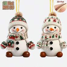 2D Flat [Decorative Hanging Ornament] Snowman 2pcs Set, Christmas Fairy Tale Character, Perfect For Christmas Window And Party Decoration, Christmas Tree Decoration, Perfect Christmas, 2026 New Year Gift, Birthday Gift, Holiday Party Gift - Multicolor - View 1