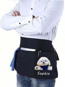 1pc Personalized Customized Unisex Polyester Apron, With 3 Pockets, Customizable Photo/Text, Short Waist Service Uniform, Black Hairdresser Apron, Barber/Beautician Beauty Gift Customization, Suitable For Kitchen, Baking And Chef Use - Multicolor - View 5