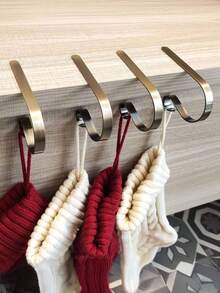 6pcs Christmas Fireplace Hooks – Drill-Free Stocking Hangers; Ideal For Christmas Home Decor, Hanging Ornaments, Party Decorations, DIY Projects, And Creating A Festive Atmosphere. - Multicolor - View 7