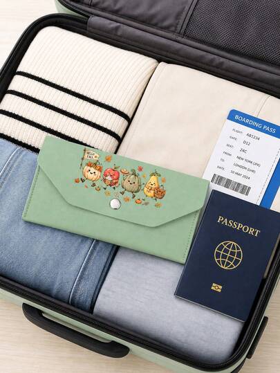Porta-Cartões Longo de Couro PU Estilo Coreano, Padrão de Abóbora de Halloween Impresso em 2D, Bolsa de Moedas Estilo Envelope Minimalista, Múltiplos Compartimentos para Cartões para Armazenamento Organizado de Dinheiro, Cartões Bancários e Cartões de Transporte, Leve e Portátil, Adequado para Deslocamento Diário, Uso no Campus e Festas de Feriados, Projetado para Mulheres Jovens e Estudantes, Também uma Surpresa de Halloween, Equipamento de Volta às Aulas e Presente de Troca com Melhor Amiga, Presente Pequeno e Prático para Você ou Amigos e Família, Adiciona Atmosfera de Feriado aos Detalhes do Traje Diário e Pertences Pessoais
