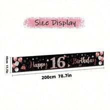 2D Flat 1pc Rimbol Polyester Birthday Banner Set - Versatile Garden Party Decoration For All Seasons, Black And Rose Gold, Suitable For 10th, 13th, 16th, 18th, 20th, 21st Birthday, Outdoor Photo Backdrop - A - View 11