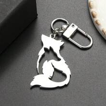 Wolf Stainless Steel Keychain Accessory Pendant, Cute Backpack Charm, Key Ring, Gift For Friends - Silver - View 6