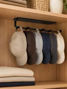 1pc Hat Storage Rack, Can Hold 6 Baseball Caps, Perfect For Home And Closet Hat Storage, Suitable For Home Use, Also Can Be Used As Wardrobe Hat Storage Rack, Bathroom Holder, Kitchen Plastic Wrap Storage Rack - Multicolor - View 1