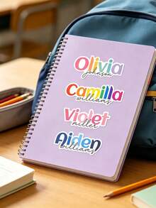 10pcs Customized Name Labels/Back To School Supplies/Water Bottle Waterproof Stickers/School Essentials/School Waterproof Name Labels/Personalized Name Stickers/Suitable For College Students Laptop Lunch Box Phone Case Etc, Gift Ideas - Multicolor - View 4