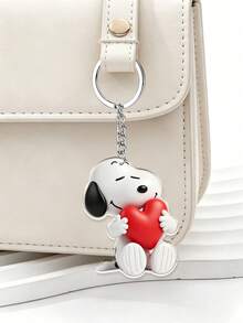 SNOOPY Keychain - 2D Acrylic Backpack Hanger, With Metal Car Hook - The Sturdy And Durable Red Heart-Shaped Snoopy Keychain Holds A Lot Of Love In Its Hands, Bringing A Sense Of Warmth. - Multicolor - View 4