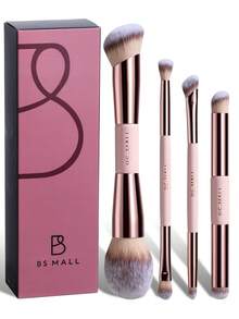 BS-MALL 5PCS Double-Sided Makeup Brush Set Wholesale Eyeshadow Powder Foundation Contour Vegan Make Up Brushes - Pink - View 8