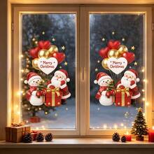 1pc Christmas Glass Sticker, Featuring A Cute Santa Claus Snowman Design, Reusable, Suitable For Home, Cafes, Store Windows And Storefront Glass, For Christmas And Winter Festival Decorations. - Multicolor - View 7