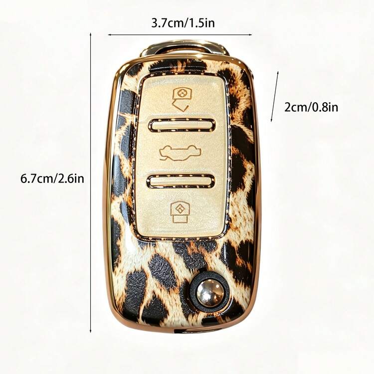 Car Key Cover For Lavida, Tiguan, Polo, Taycan, Landa, Jetta, Passat, Bora, Women's Leopard Print Car Key Pouch - one-size - View 6