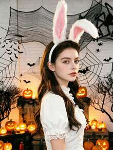 1pc Halloween Soft Plush Rabbit Ear Headband, Cute Plush Headband, Suitable For Halloween Party Theme Gathering Stage Performance - Multicolor - View 1